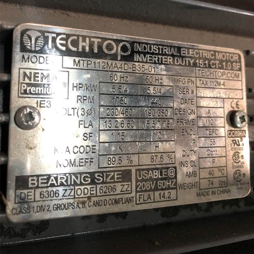 5.5 Hp Techtop motor